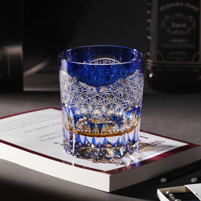 lovecove Hand Cut Blue Crystal Whisky Glass - F0A4 image 3