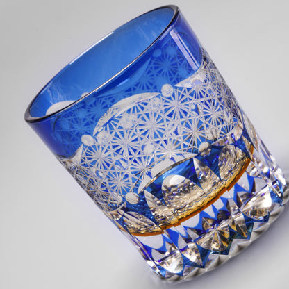 lovecove Hand Cut Blue Crystal Whisky Glass - F0A4 image 5