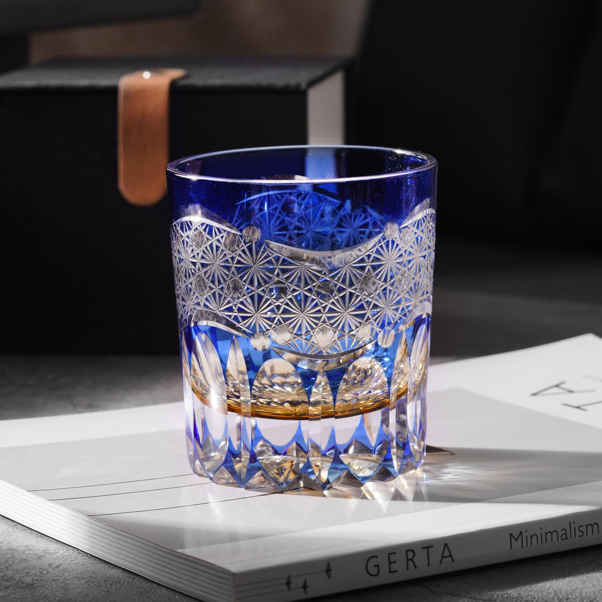 lovecove Hand Cut Blue Crystal Whisky Glass - F0A4 image 7