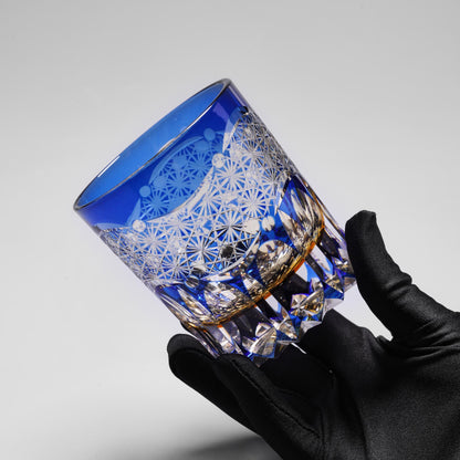 lovecove Hand Cut Blue Crystal Whisky Glass - F0A4 image 8