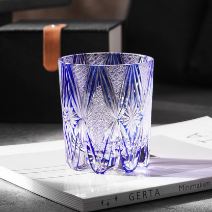 lovecove Hand Cut Blue Crystal Whisky Glass - 1346 image 6
