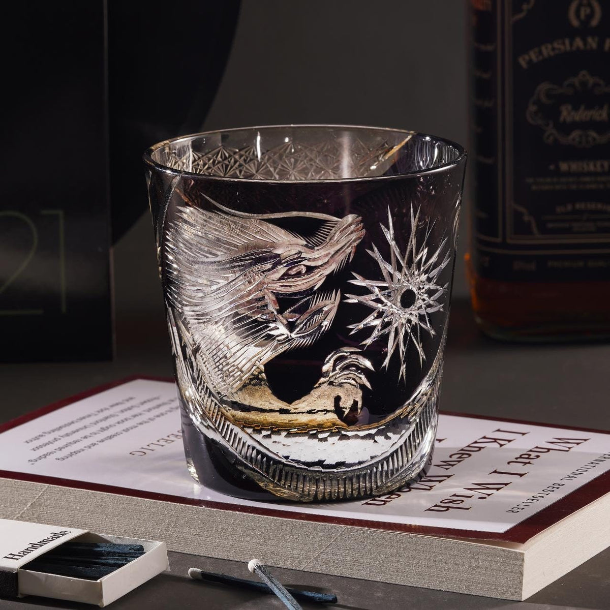 lovecove Hand-Cut Dragon Whiskey Glass image 6
