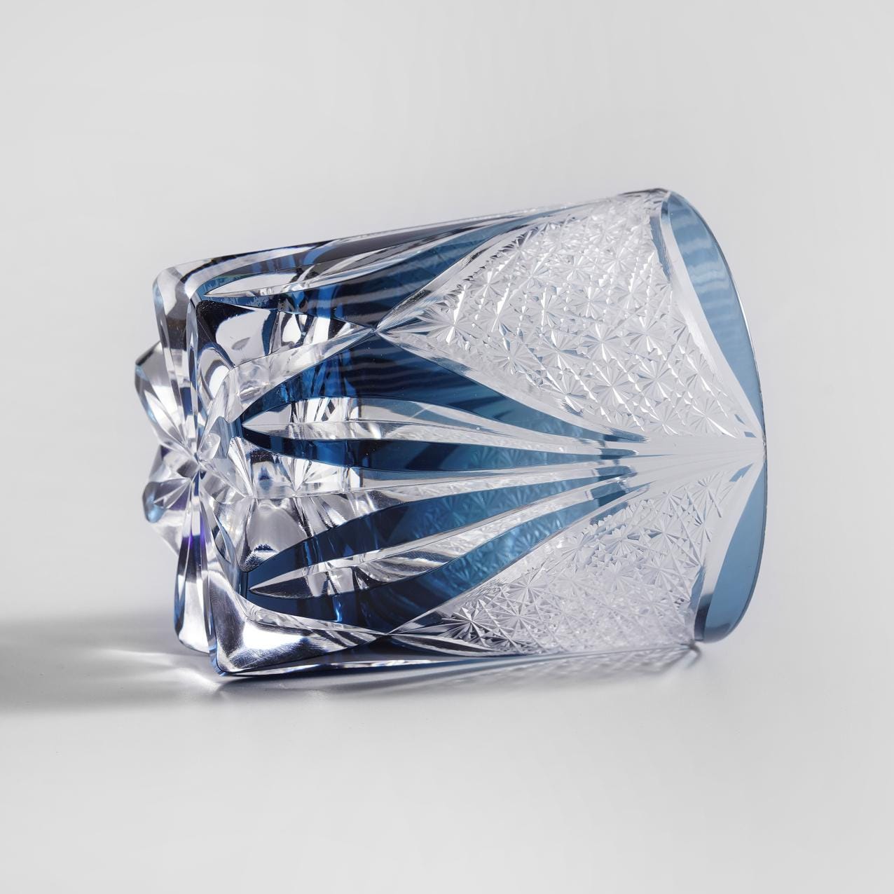 lovecove Hand Cut Luxury Blue Crystal Whisky Glass image 6