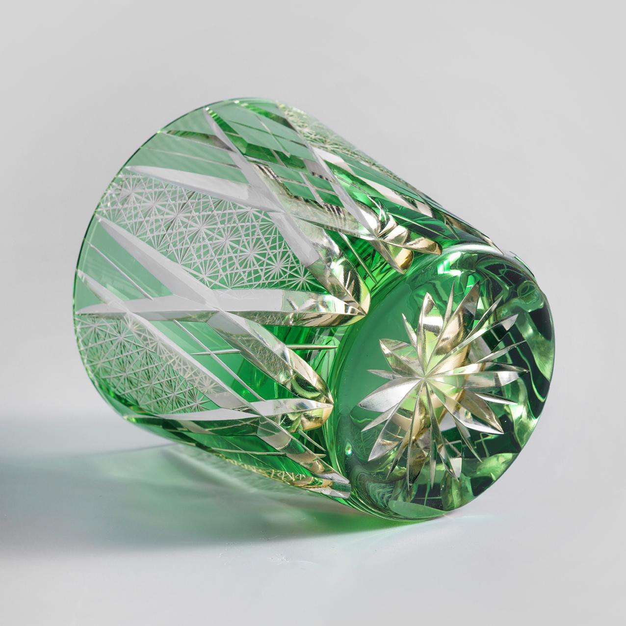 Vitraelle Hand Cut Green Crystal Whisky Glass image 5