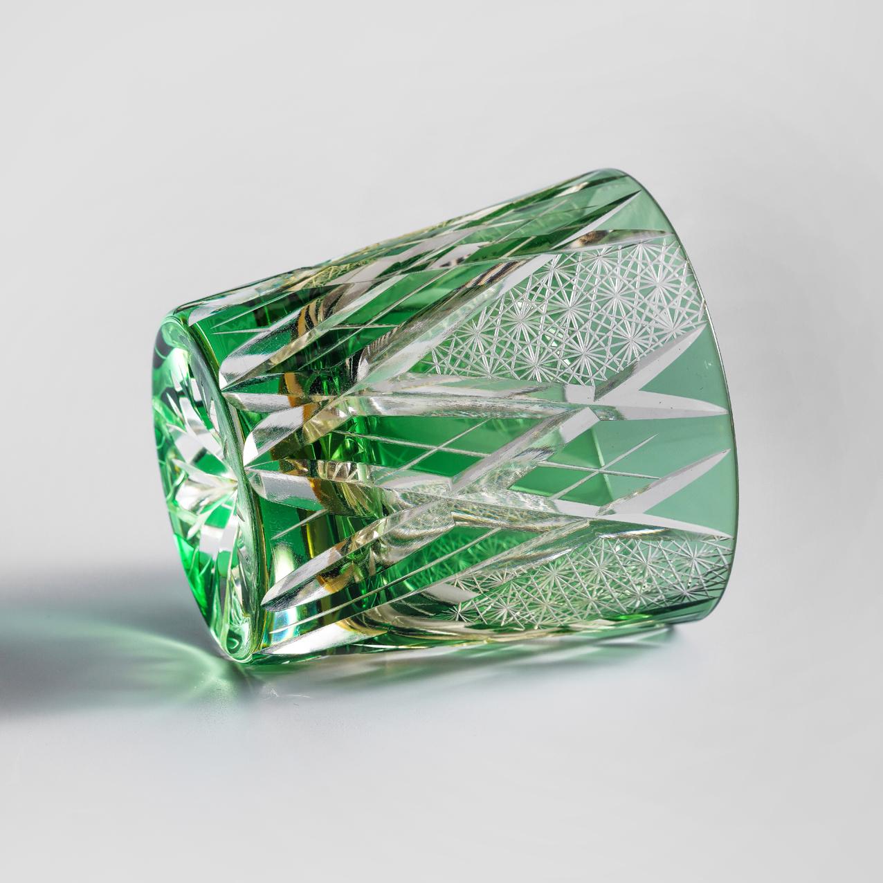 Vitraelle Hand Cut Green Crystal Whisky Glass image 6