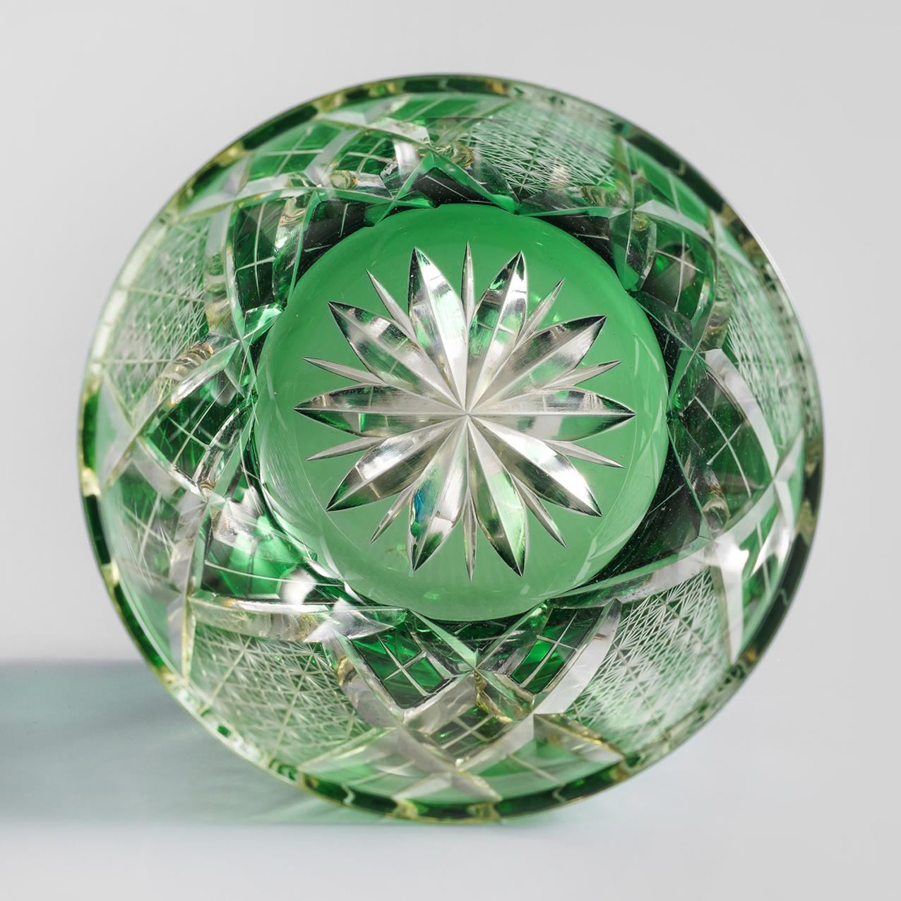 Vitraelle Hand Cut Green Crystal Whisky Glass image 7