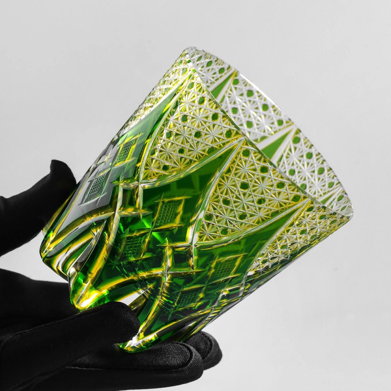 Vitraelle Hand-Cut Green Whiskey Glasses image 3