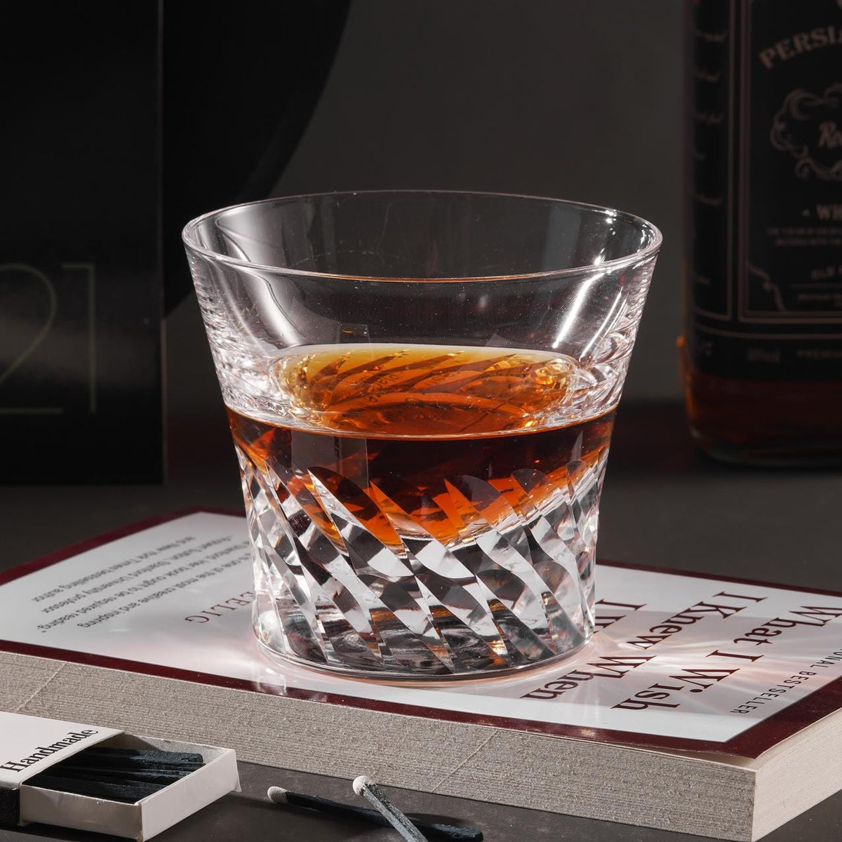 lovecove Hand-Cut Kiriko Clear Crystal Whisky Glass image 4
