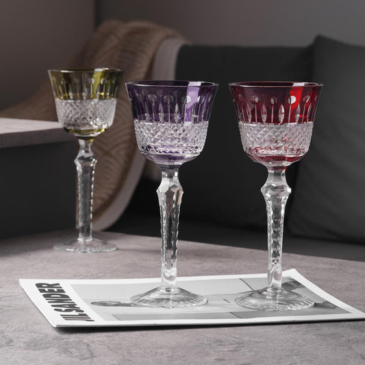 lovecove Hand Cut Kiriko Crystal Wine Glass - 8EB6 image 2