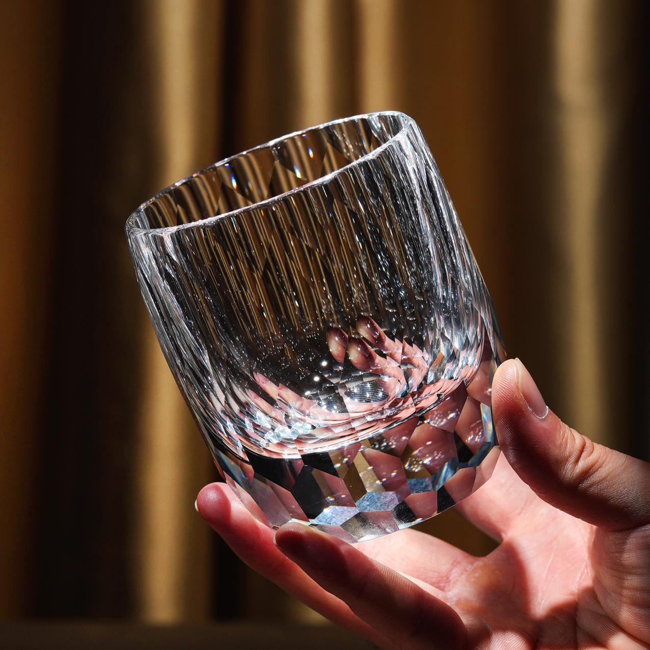 lovecove Hand Cut Kiriko Unique Whiskey Glass image 1