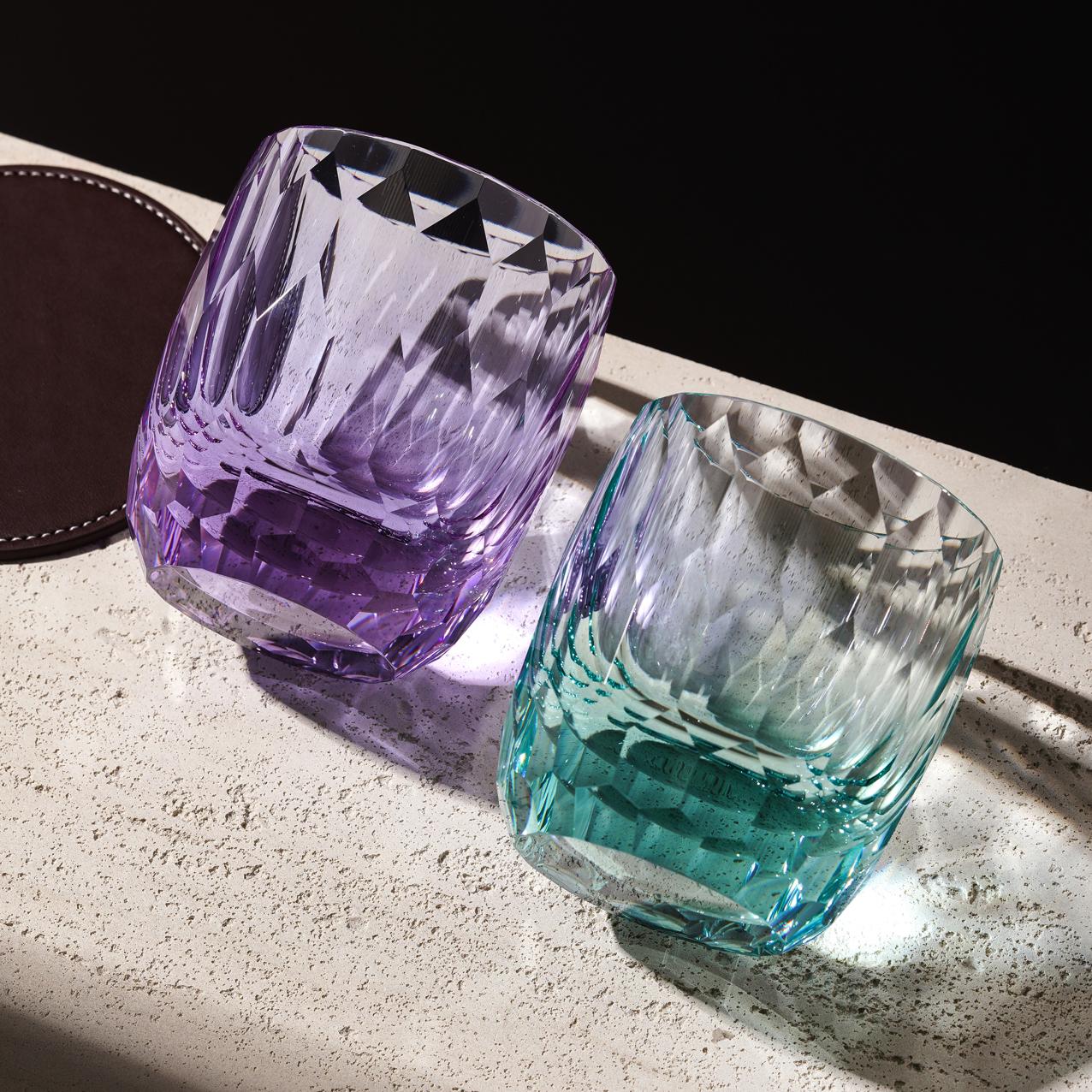 lovecove Hand Cut Kiriko Unique Whiskey Glass image 3