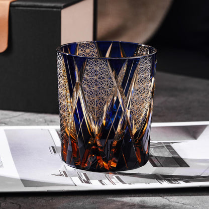 lovecove Hand-Cut Luxury Blue Lightning Whiskey Glass image 2
