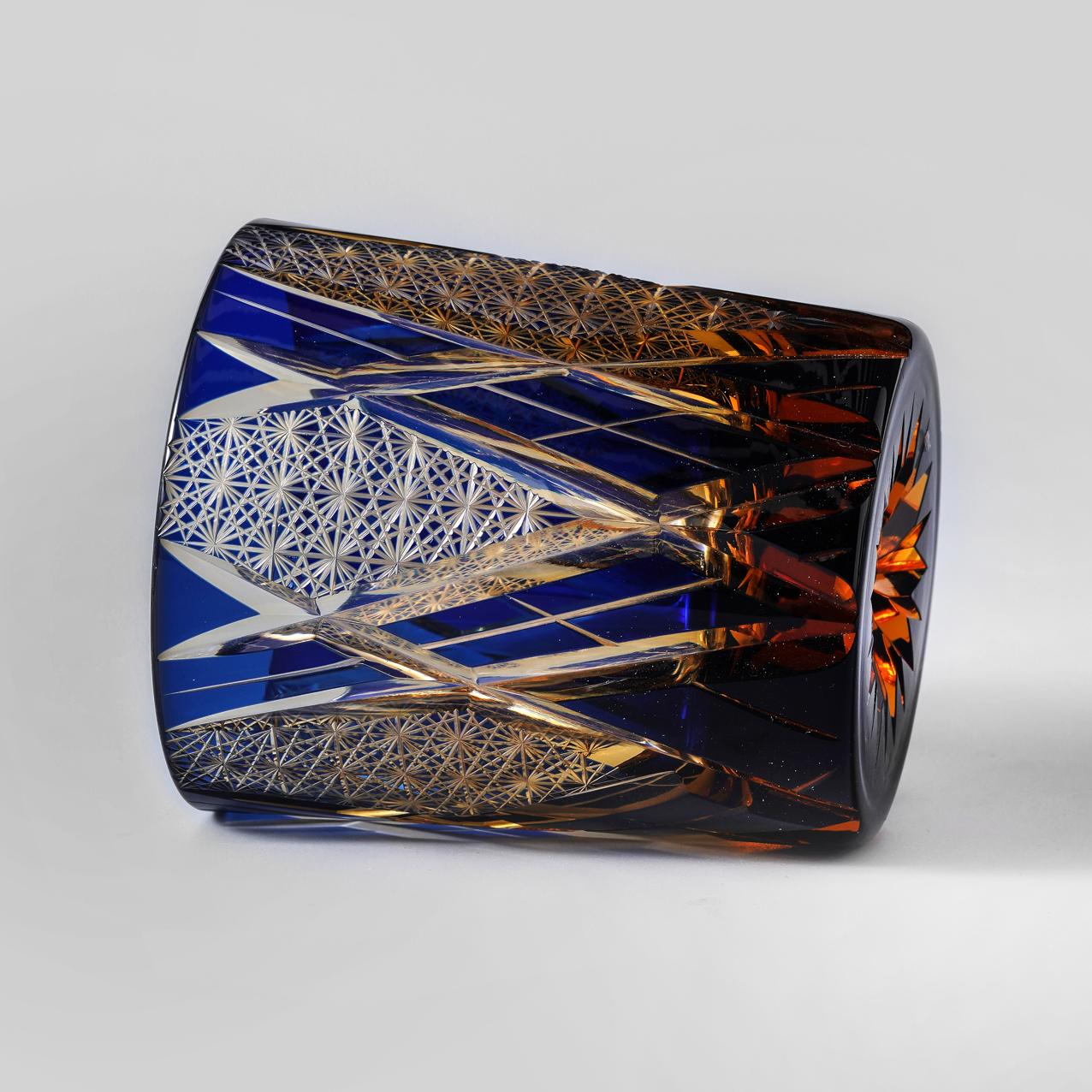 Vitraelle Hand-Cut Luxury Blue Lightning Whiskey Glass image 3