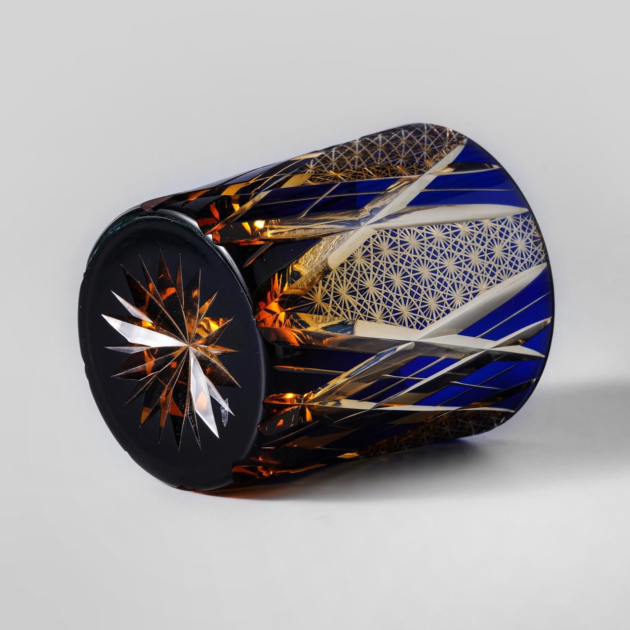 Vitraelle Hand-Cut Luxury Blue Lightning Whiskey Glass image 8
