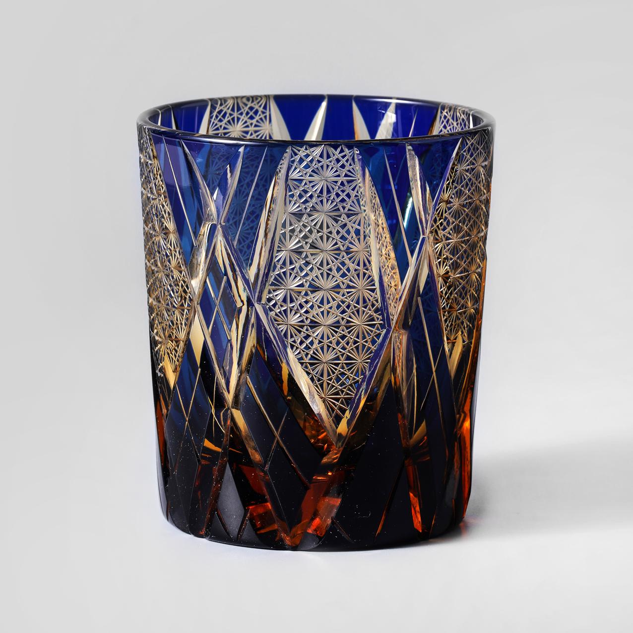 Vitraelle Hand-Cut Luxury Blue Lightning Whiskey Glass image 9