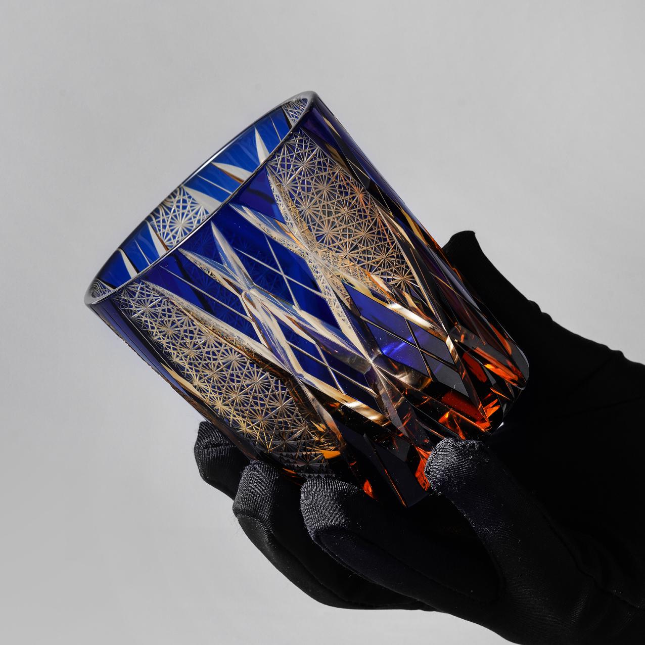Vitraelle Hand-Cut Luxury Blue Lightning Whiskey Glass image 11