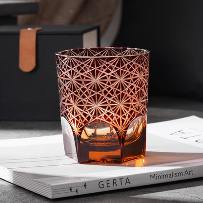 Daisy cut crystal whisky glass