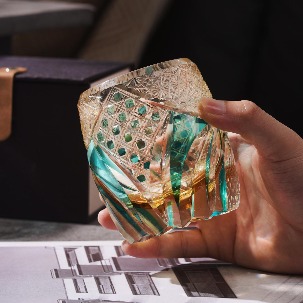 lovecove Hand Cut Vintage Kiriko Crystal Whiskey Tumbler image 9