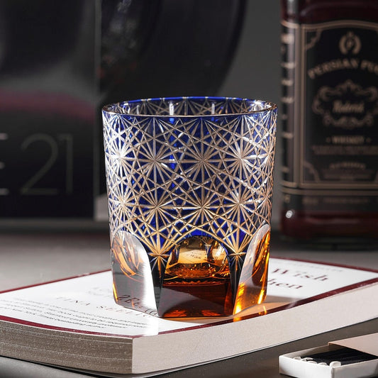 lovecove Hand Cut Blue Crystal Whisky Glass – product image 1