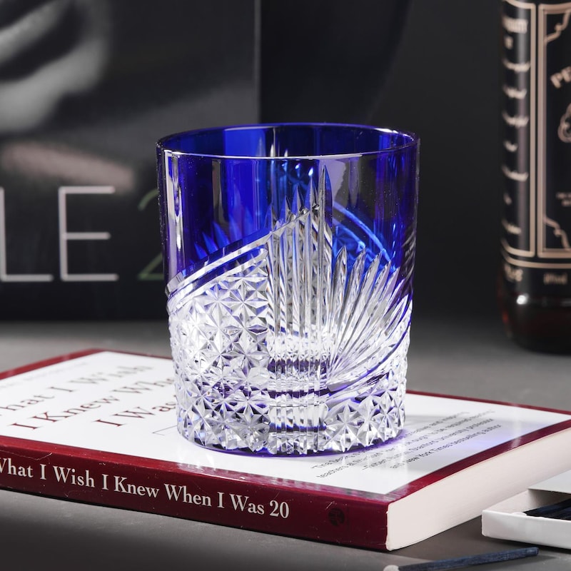 lovecove Hand Cut Blue Crystal Glass – product image 1