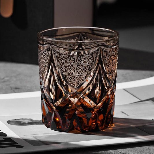 lovecove Hand Cut Black Crystal Whisky Glasses – product image 1