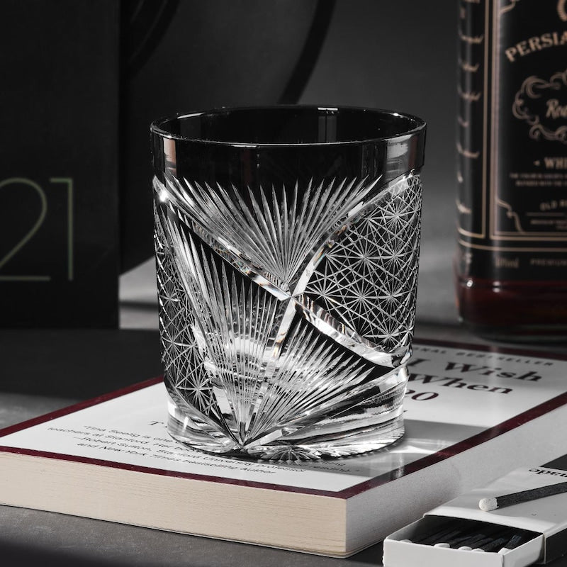 lovecove Hand Cut Kiriko Retro Crystal Whiskey Glass – product image 1