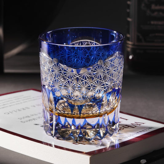 lovecove Hand Cut Blue Crystal Whisky Glass - F0A4 – product image 1