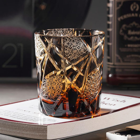 lovecove Hand-Cut Black Crystal Whiskey Glass – product image 1