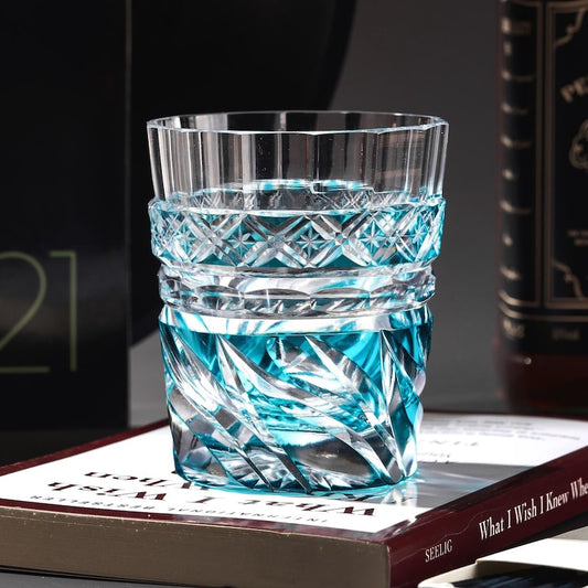 lovecove Hand-Cut Blue Swirl Whiskey Glass – product image 1