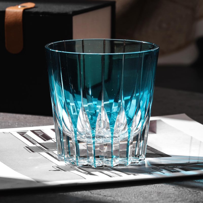 lovecove Hand-Cut Blue Crystal Whiskey Glass – product image 1