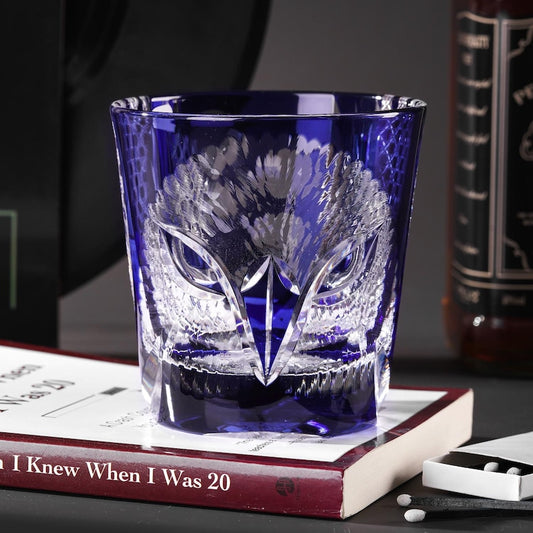 Vitraelle Hand-Cut Blue Owl Whiskey Glass – product image 1