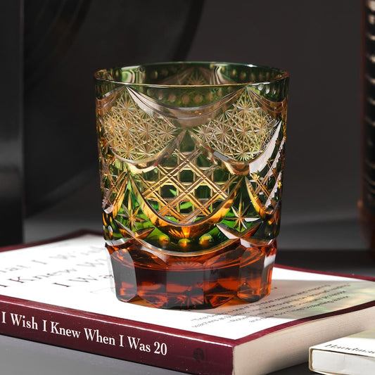 lovecove Hand-Carved Kiriko Amber Whiskey Glass – product image 1