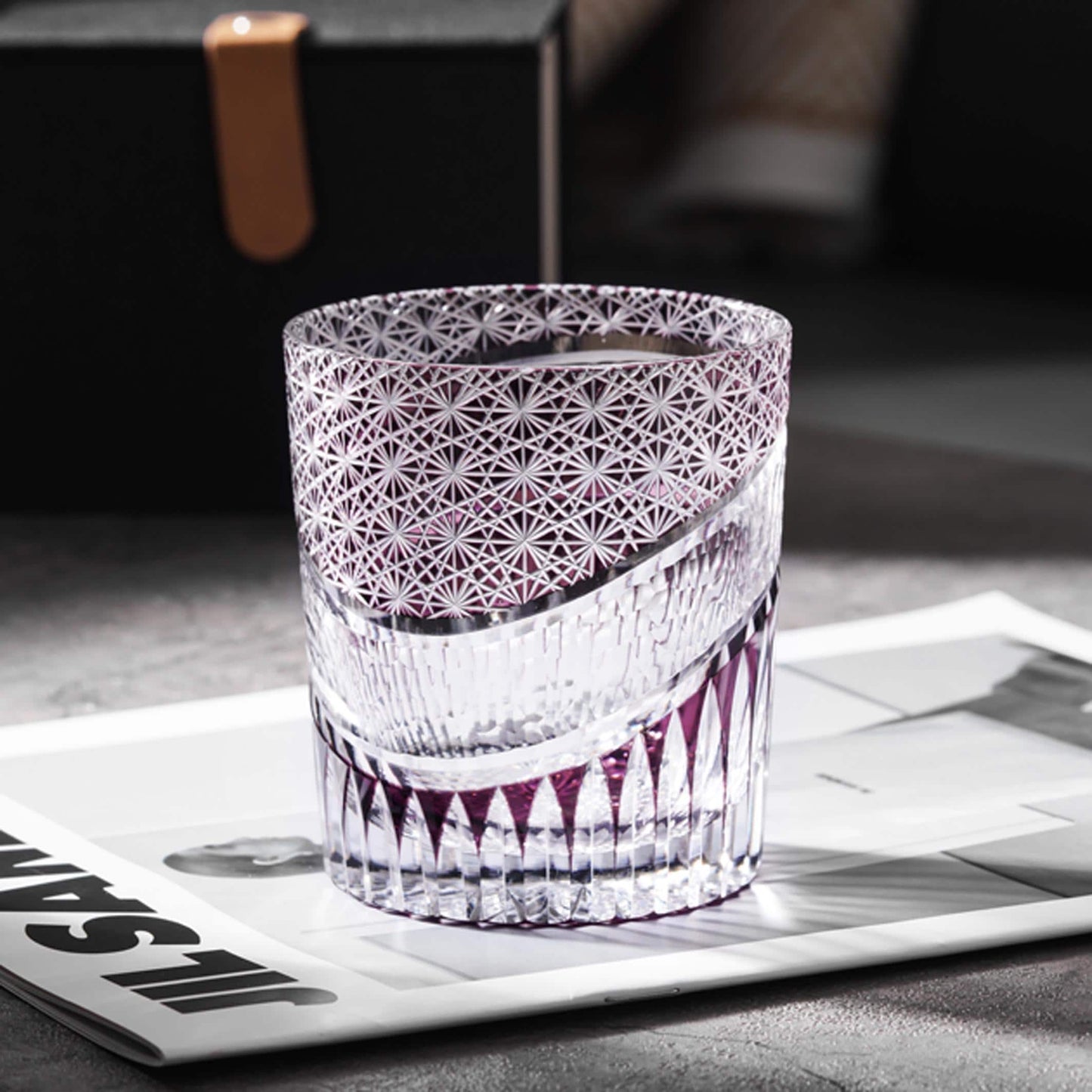 Vitraelle Hand Cut Amethyst Crystal Whisky Glass – product image 2
