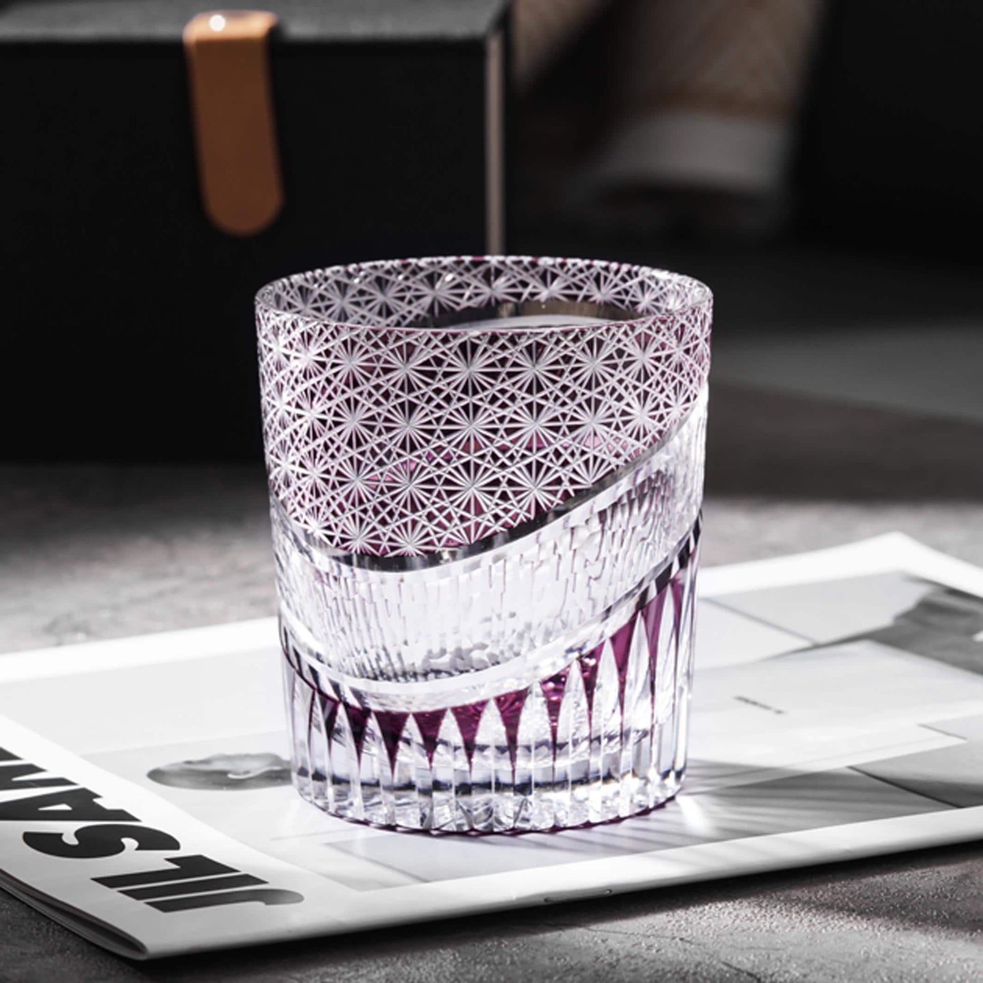 Vitraelle Hand Cut Amethyst Crystal Whisky Glass – product image 2