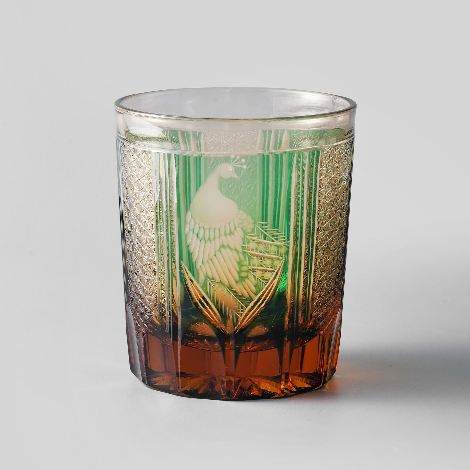 Vitraelle Hand Cut Peacock Emerald Whisky Glass – product image 6