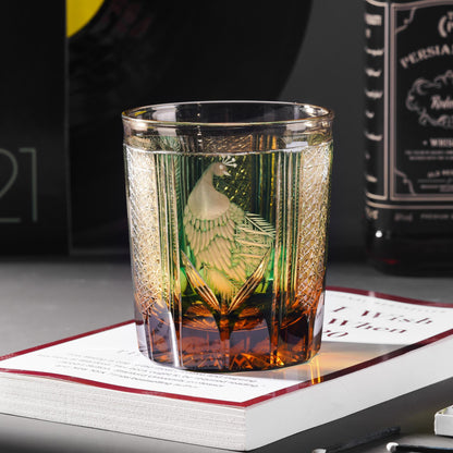 lovecove Hand Cut Peacock Emerald Whisky Glass – product image 1