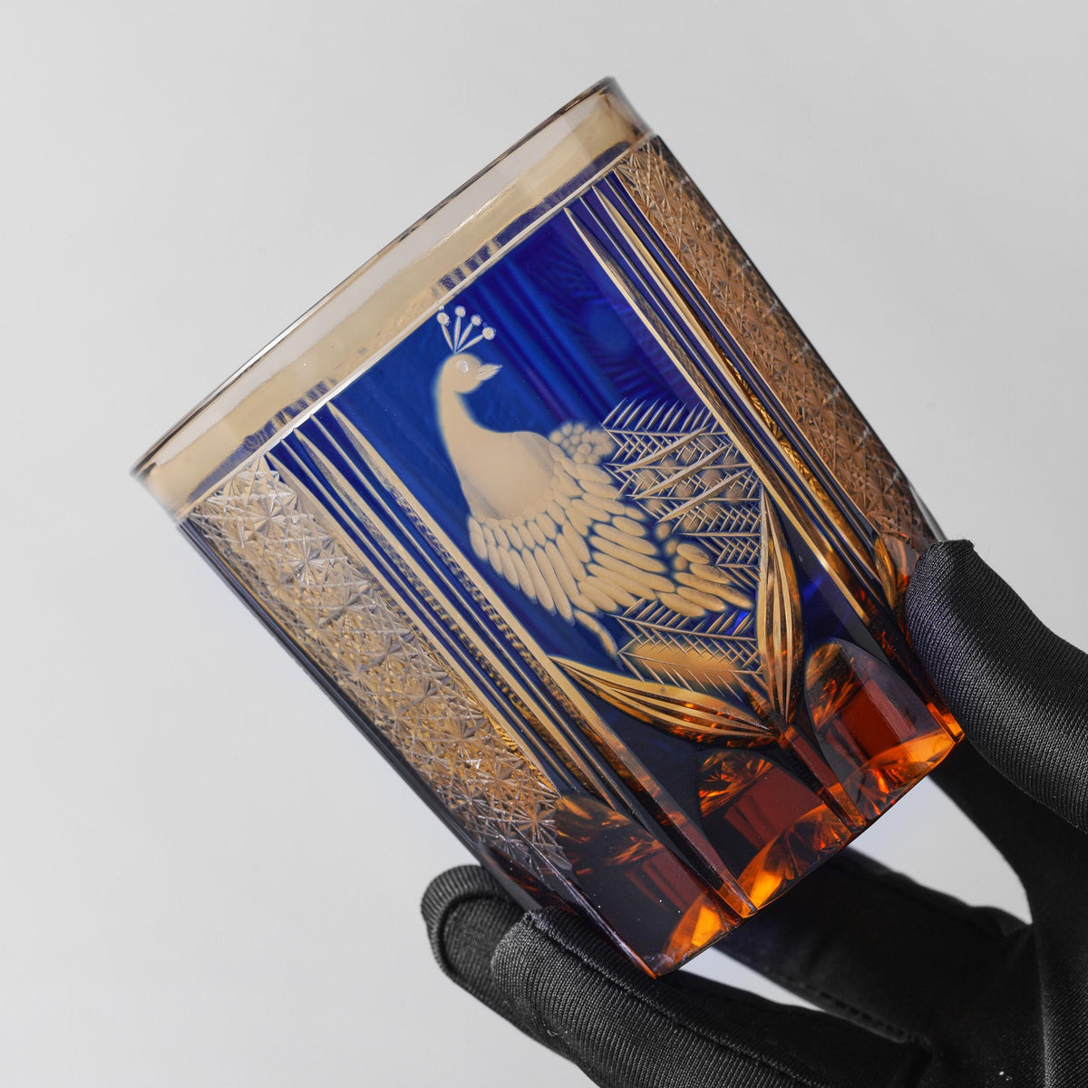 lovecove Hand Cut Peacock Emerald Whisky Glass - EA3E – product image 3