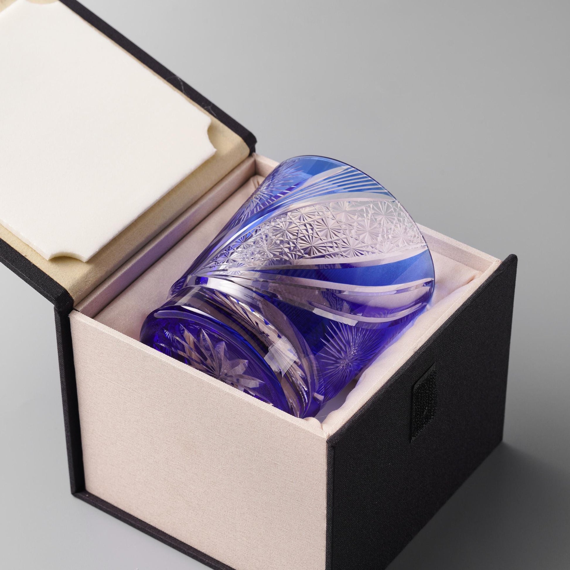 lovecove Handcut Blue Firework Kiriko Crystal Whisky Glass – product image 5