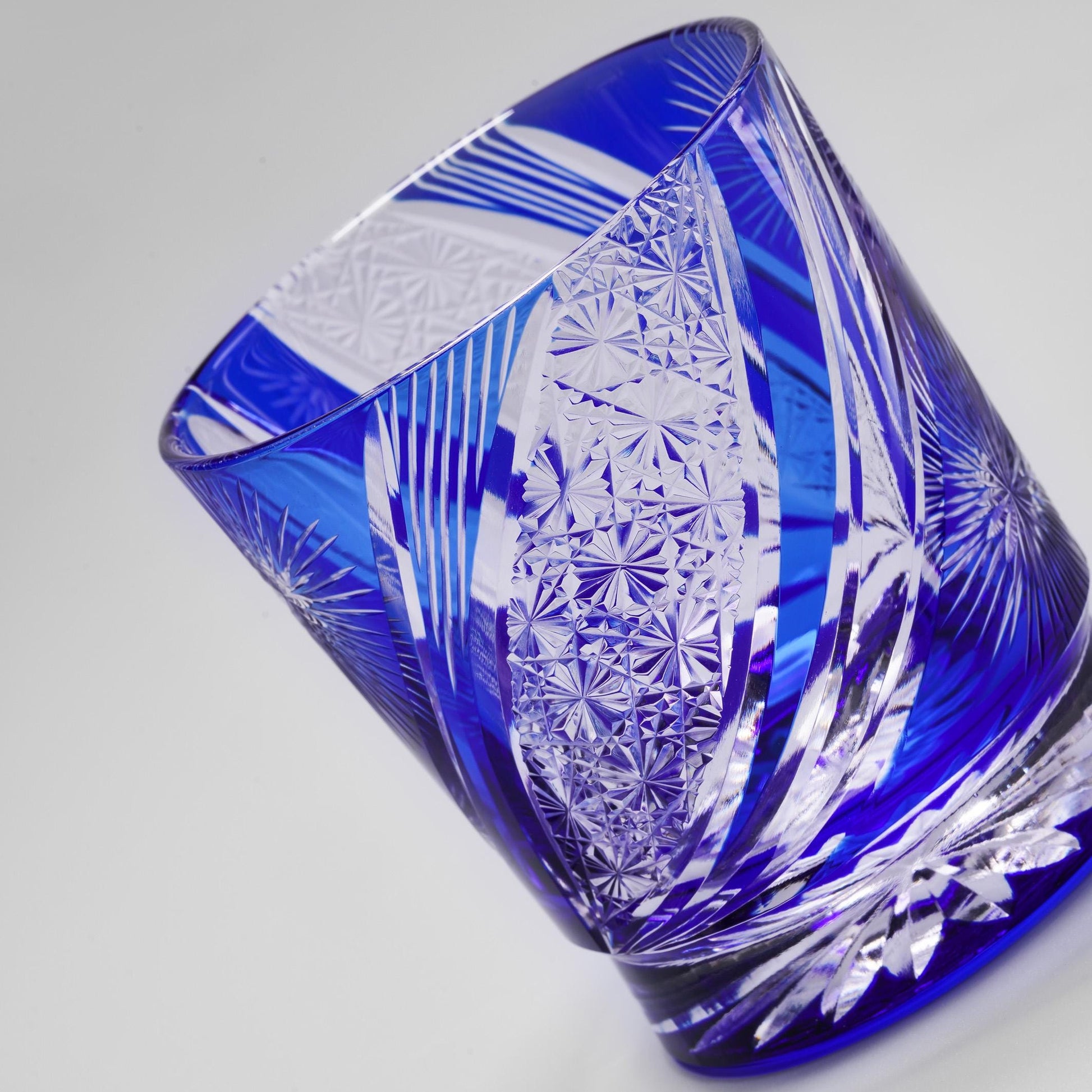 lovecove Handcut Blue Firework Kiriko Crystal Whisky Glass – product image 4