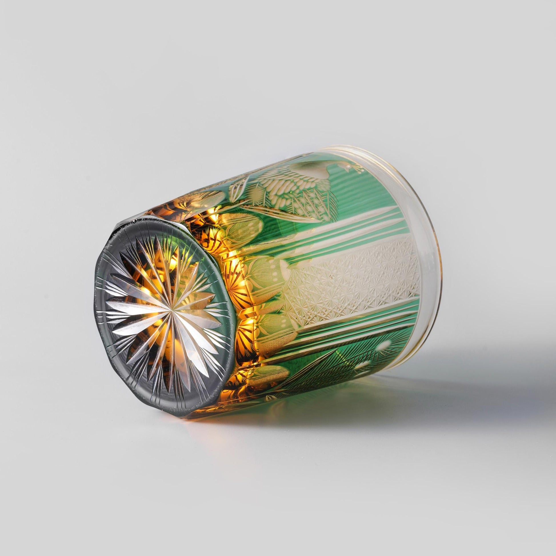 Vitraelle Hand Cut Peacock Emerald Whisky Glass – product image 7