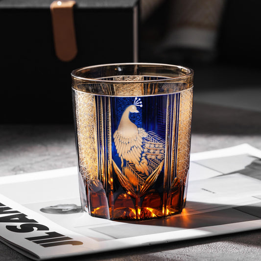 Vitraelle Hand Cut Peacock Emerald Whisky Glass - EA3E – product image 2