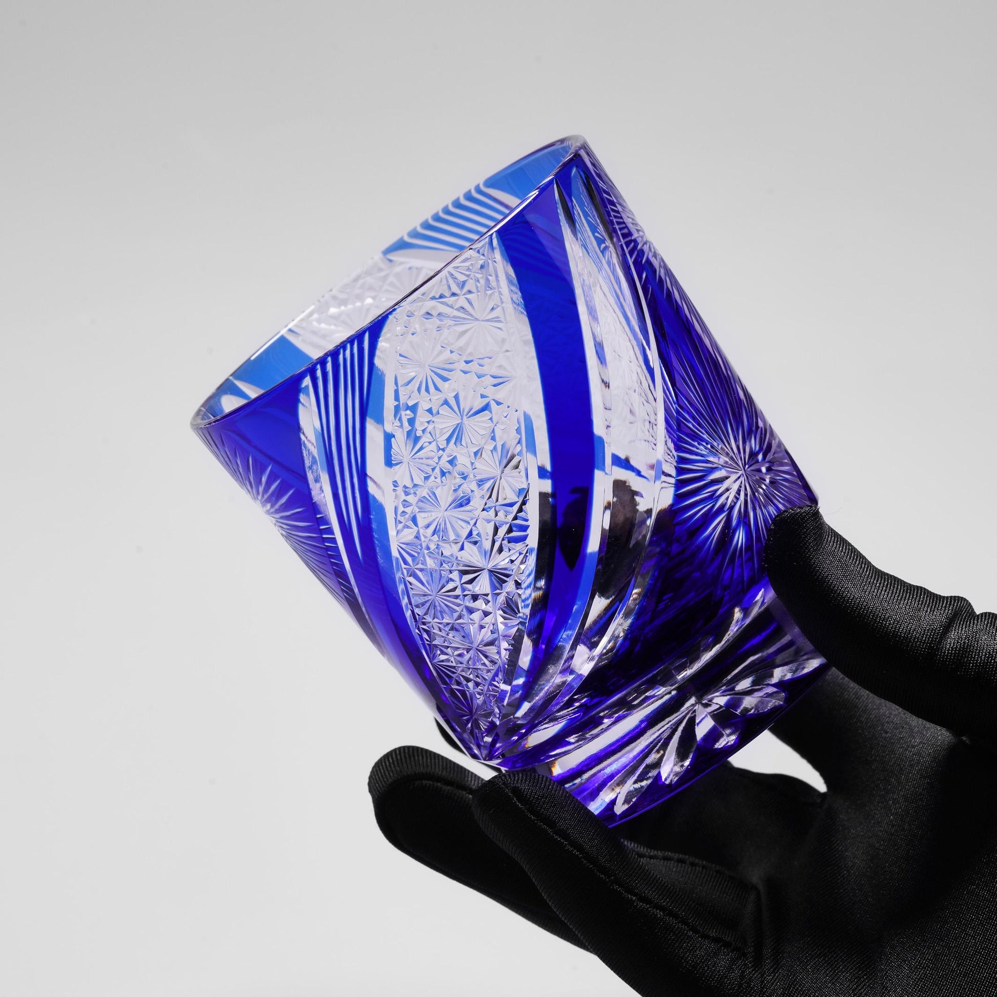 lovecove Handcut Blue Firework Kiriko Crystal Whisky Glass – product image 3