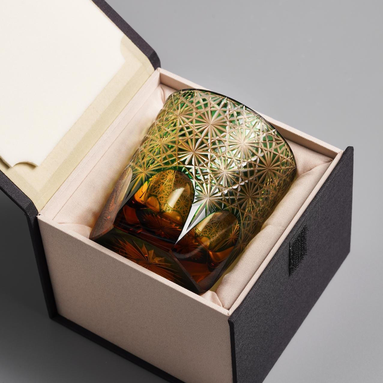 Vitraelle Hand Cut Green Crystal Whisky Glass – product image 5