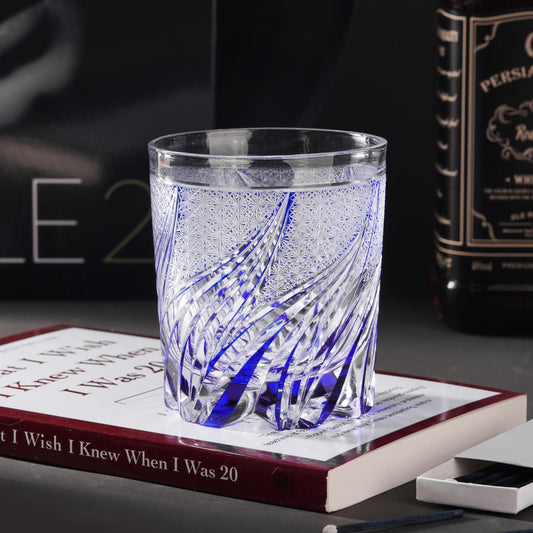 Vitraelle Hand Cut Blue Flame Crystal Glass – product image 1