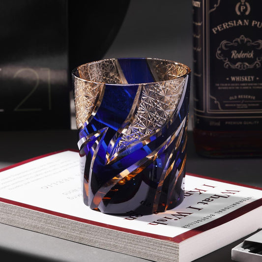 lovecove Hand Cut Blue Flame Whisky Glasses – product image 1