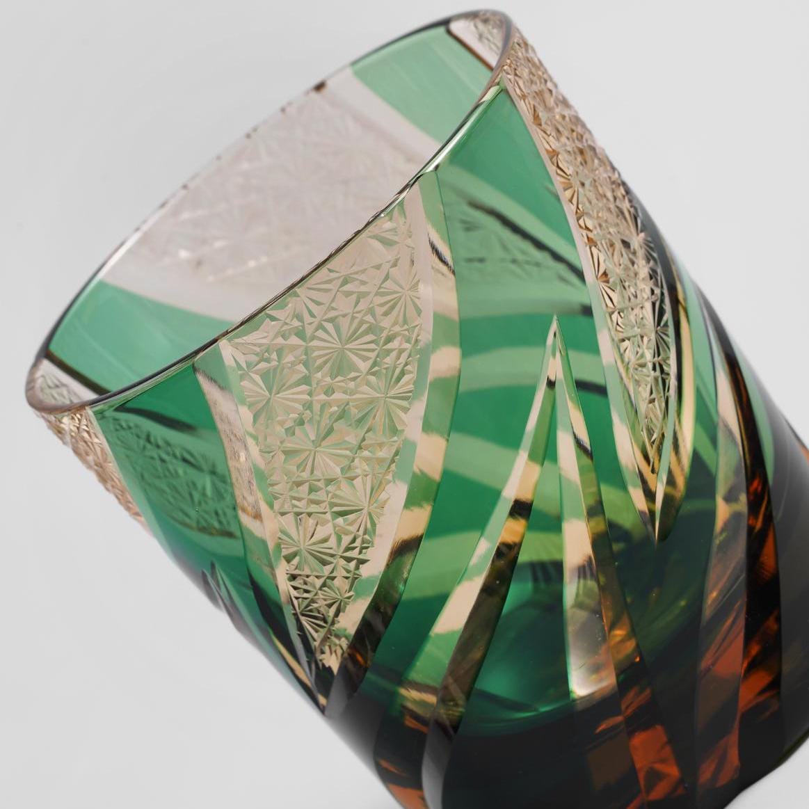 Vitraelle Hand Cut Green Flame Whisky Glasses – product image 5