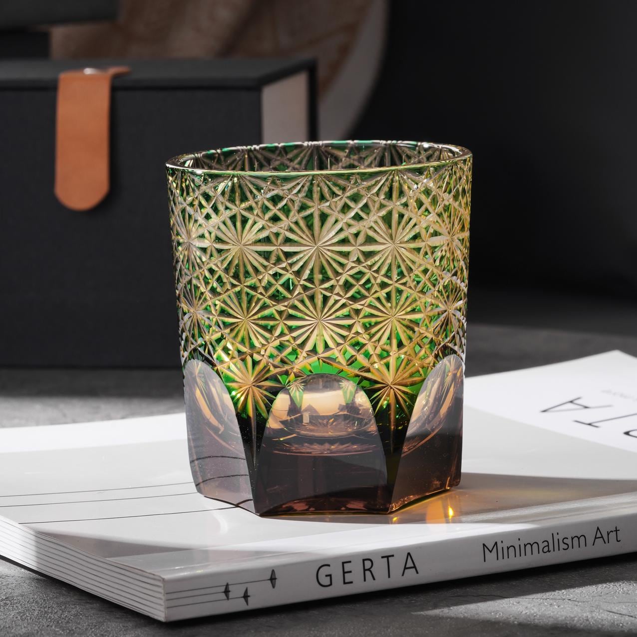 Vitraelle Hand Cut Green Crystal Whisky Glass – product image 2