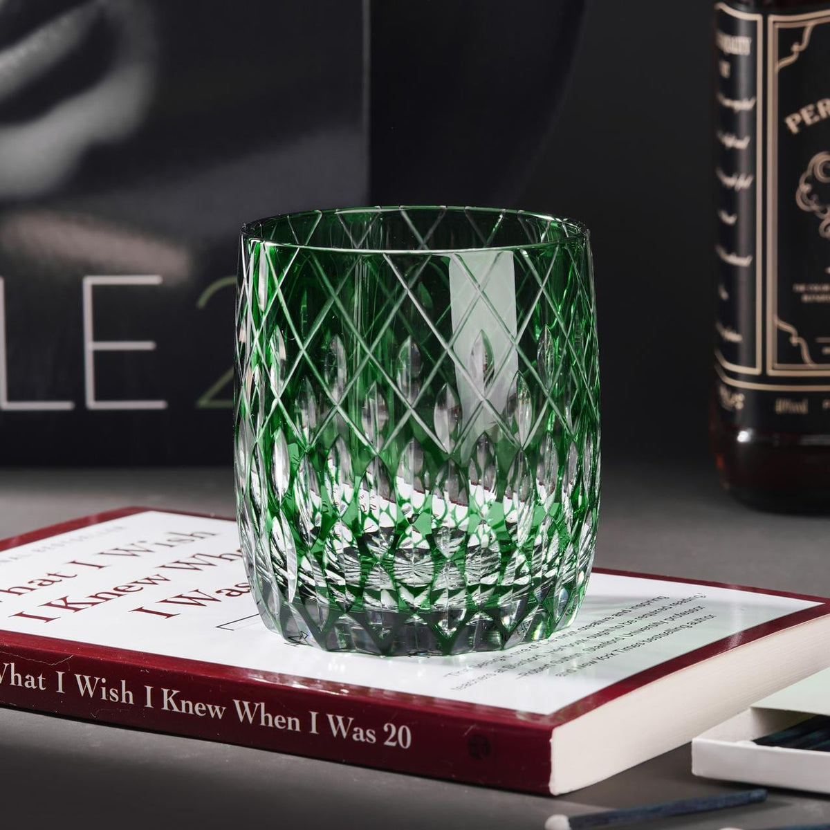 lovecove Hand Cut Green Whisky Glasses – product image 2