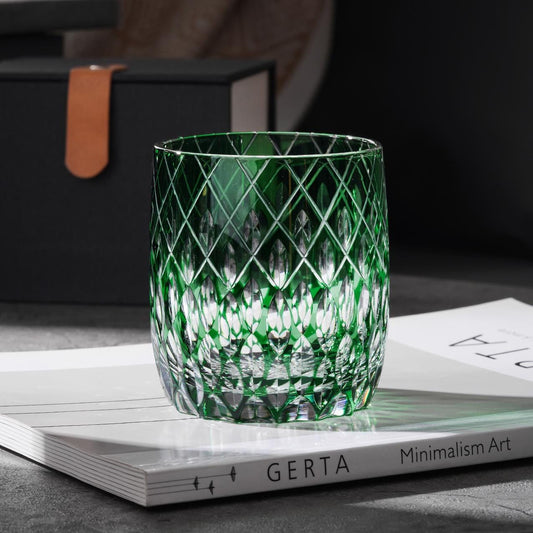 Vitraelle Hand Cut Green Whisky Glasses – product image 1