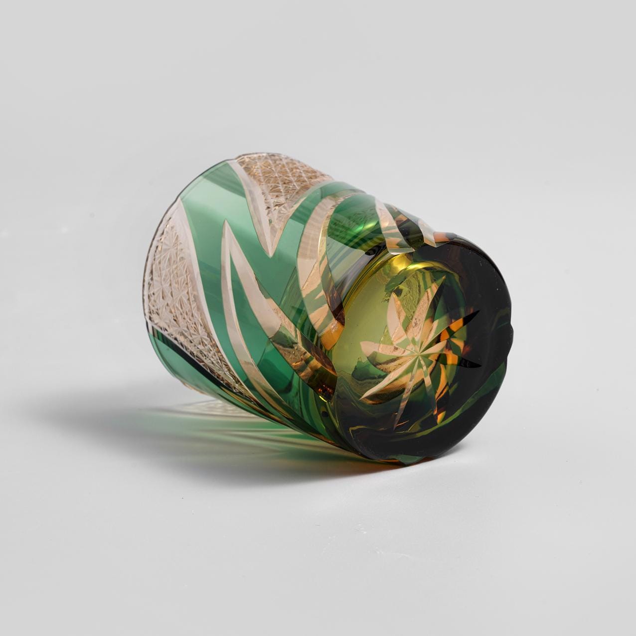 Vitraelle Hand Cut Green Flame Whisky Glasses – product image 6